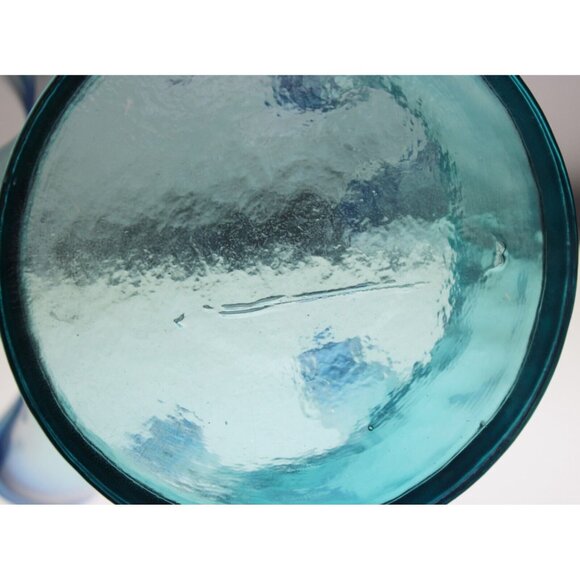 MC Handkerchief Ombre Blue Glass Vase Ruffle Wave Beach Summer Wide Bowl Ocean - Picture 11 of 11